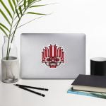 Laptop adorned with vibrant yaka sticker from Sri Lankan heritage