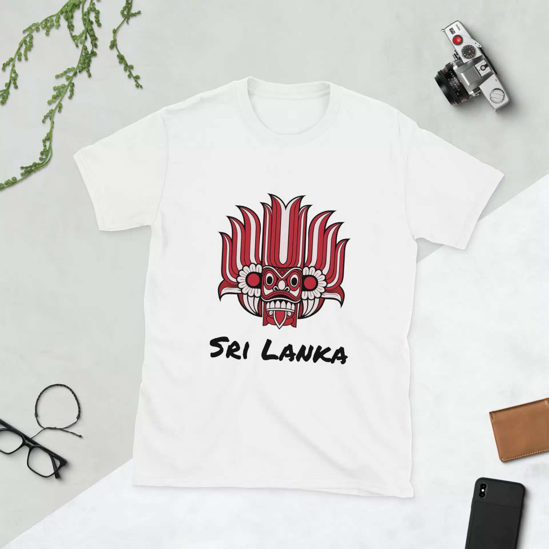 High-quality Sri Lankan Yaka T-Shirt featuring vibrant mask design