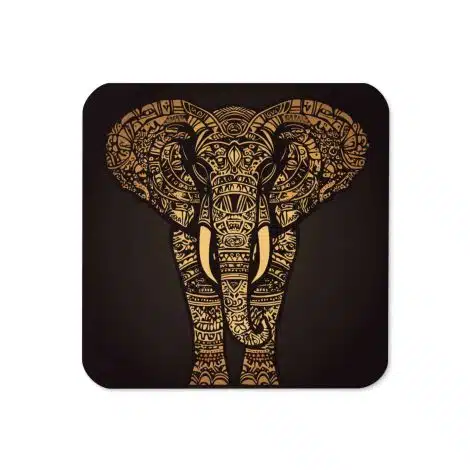 Golden mandala elephant coaster with traditional Sri Lankan design for home decor