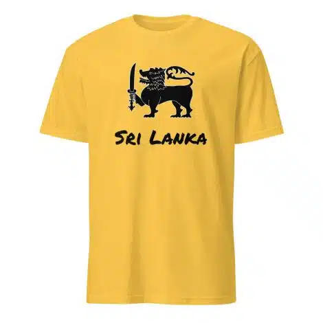Sri Lankan Flag Lion T-Shirt in Daisy, styled casually for outdoor gatherings and cultural celebrations.