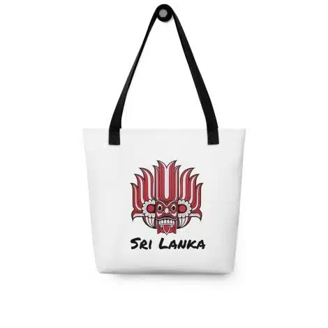 Colourful Yaka Tote Bag featuring traditional Sri Lankan demon mask design